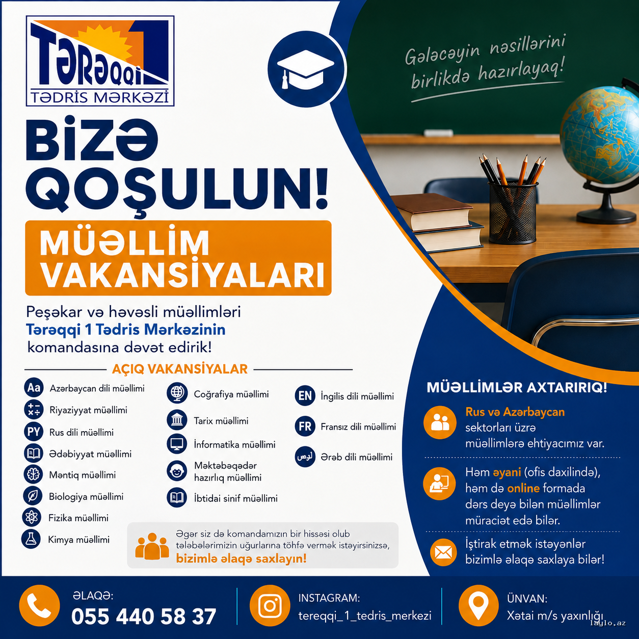 Müəllimləri əməkdaşlığa dəvət edirik