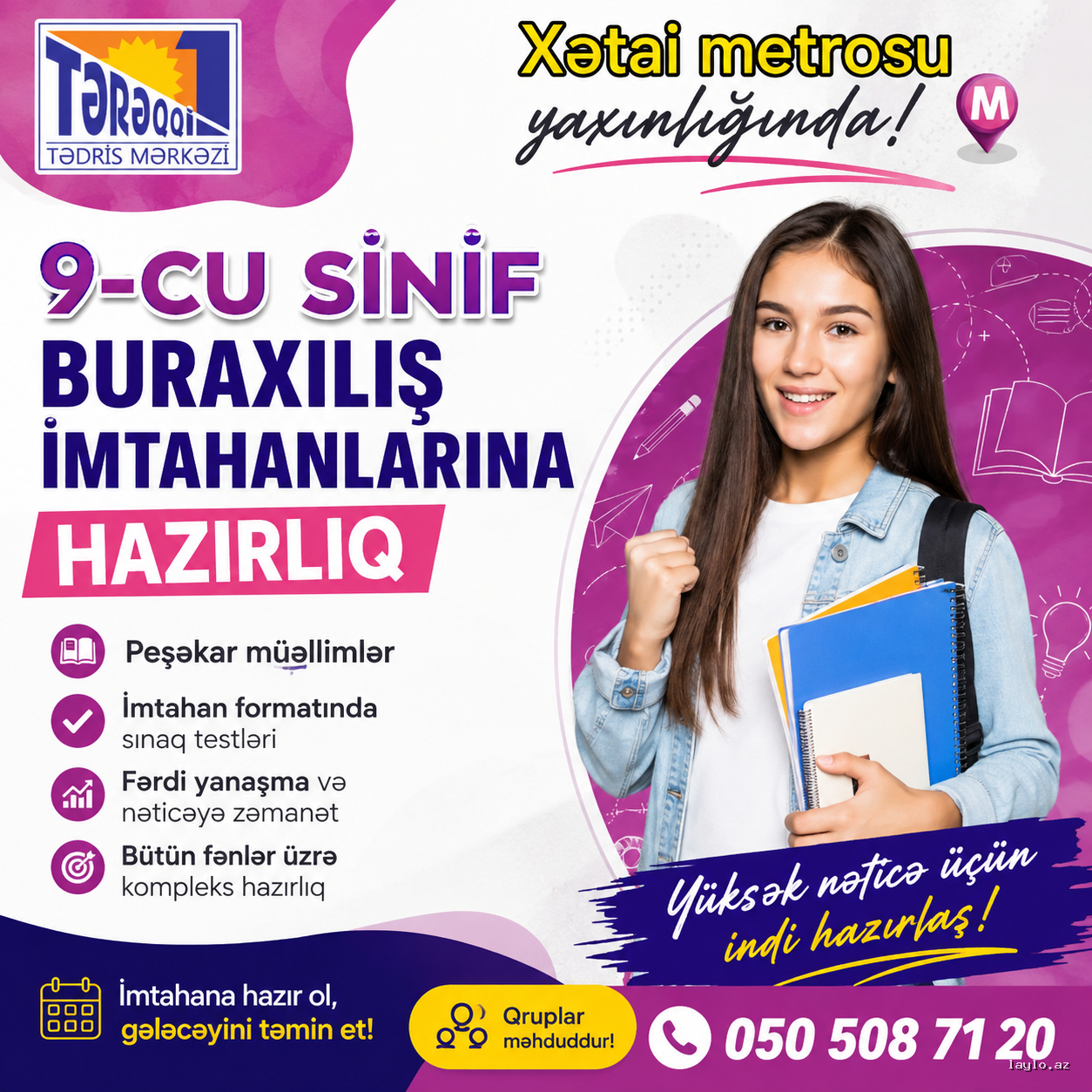 Xətai metrosu yaxınlığında 9-cu sinif buraxılış imtahanlarına hazırlıq