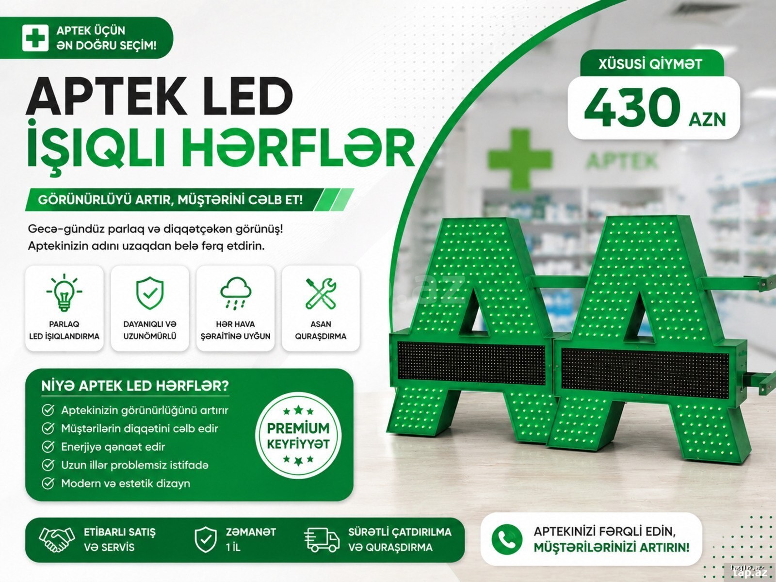 Led A hərflərinin satışı
