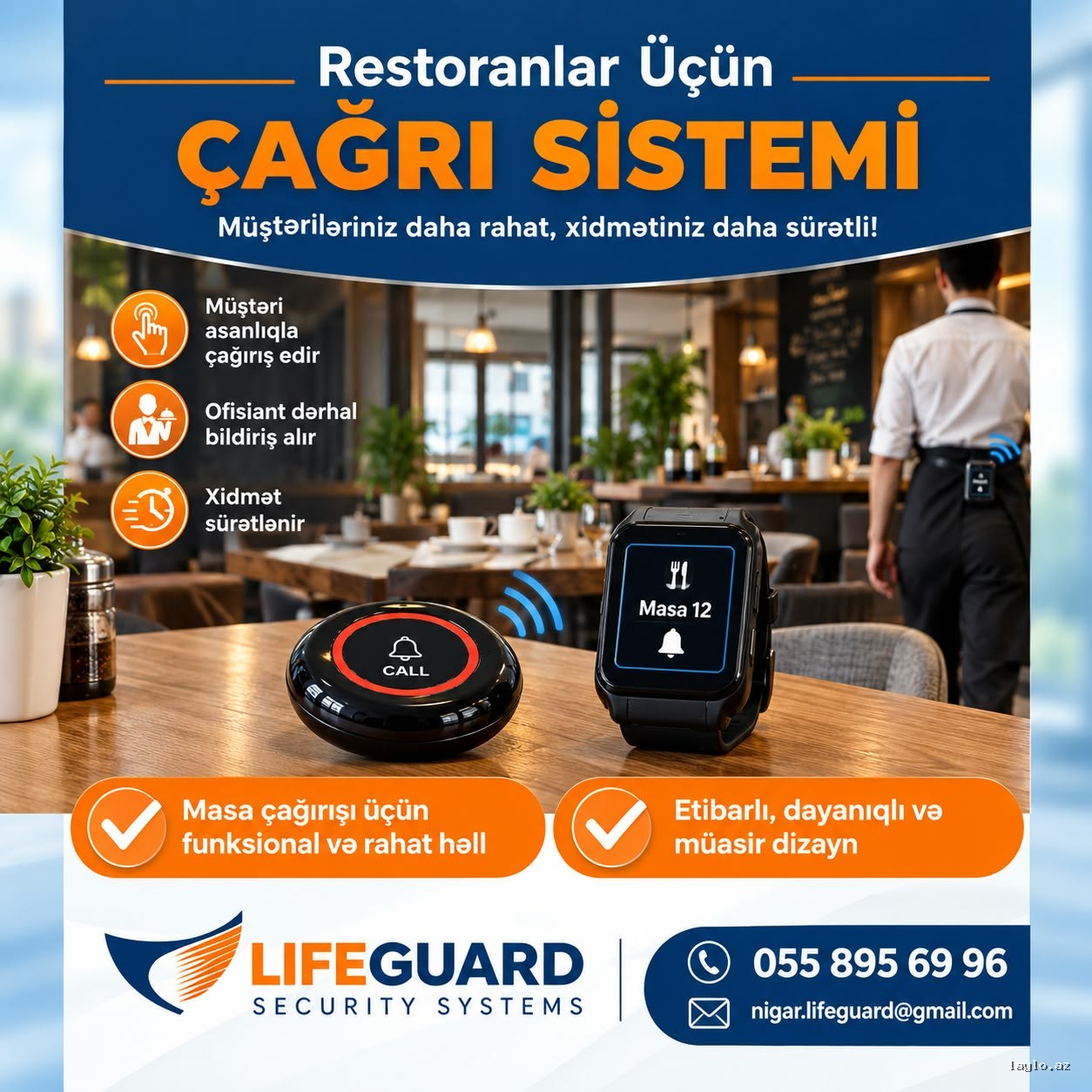 Restoran ofisiant çağırma sistemi 055 895 69 96